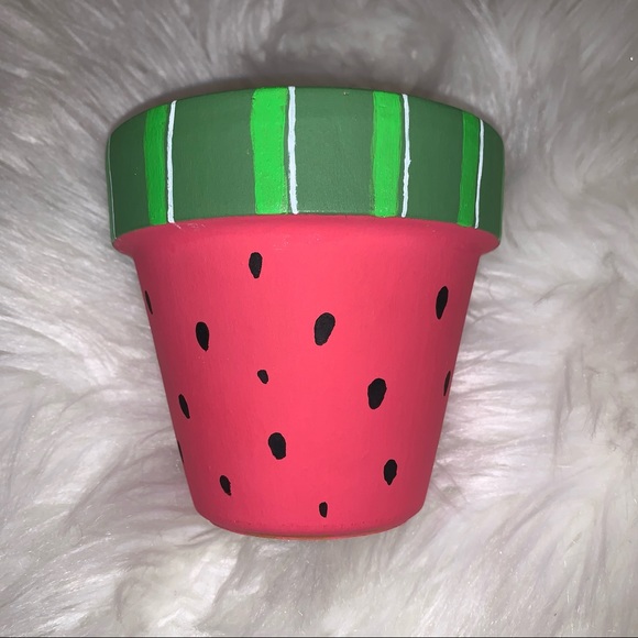 🎉HP!! 🍉NEW! Watermelon Hand Painted Flower Pot - Picture 5 of 15